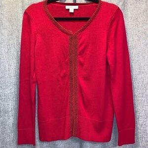 WOMENS Coldwater Creek red medium cardigan with beaded detail